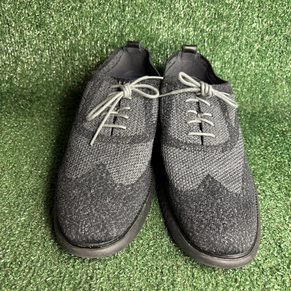 Cole Haan 2.Zerogrand Stitchlite Wingtip Oxford Knit Dress Shoes Black‎ Mens 13M